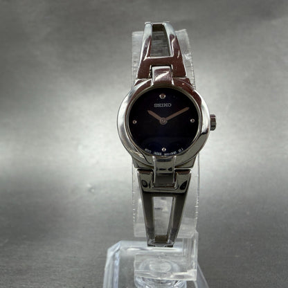 Seiko Watch Women 20mm Blue Dial Silver Tone Round 1n00-0gm0 New Battery Vintage5