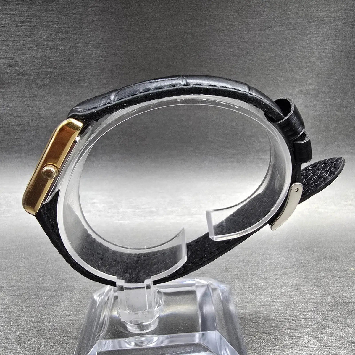 Seiko Tanl Watch Women 17mm Gold Dial Gold Rectangle 2G38-5010 New Battery VTG6
