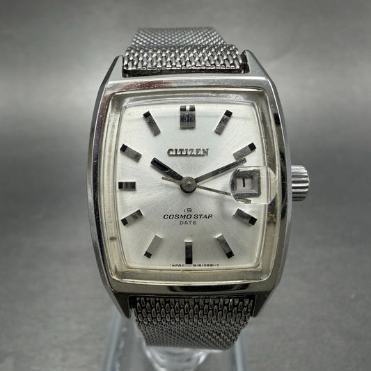 Citizen Cosmostar Watch Women 24mm Silver Dial Silver Tone Date Rectangle Runs 30