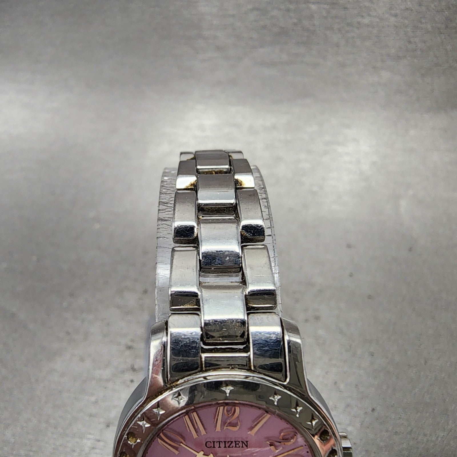 Citizen EcoDrive Wicca Watch Women 25mm Pink Dial Silver Tone Date Round Runs4