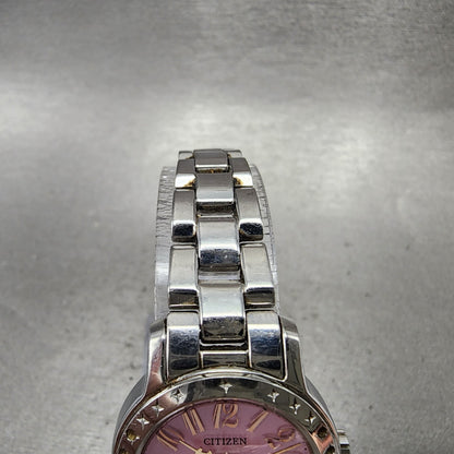 Citizen EcoDrive Wicca Watch Women 25mm Pink Dial Silver Tone Date Round Runs4