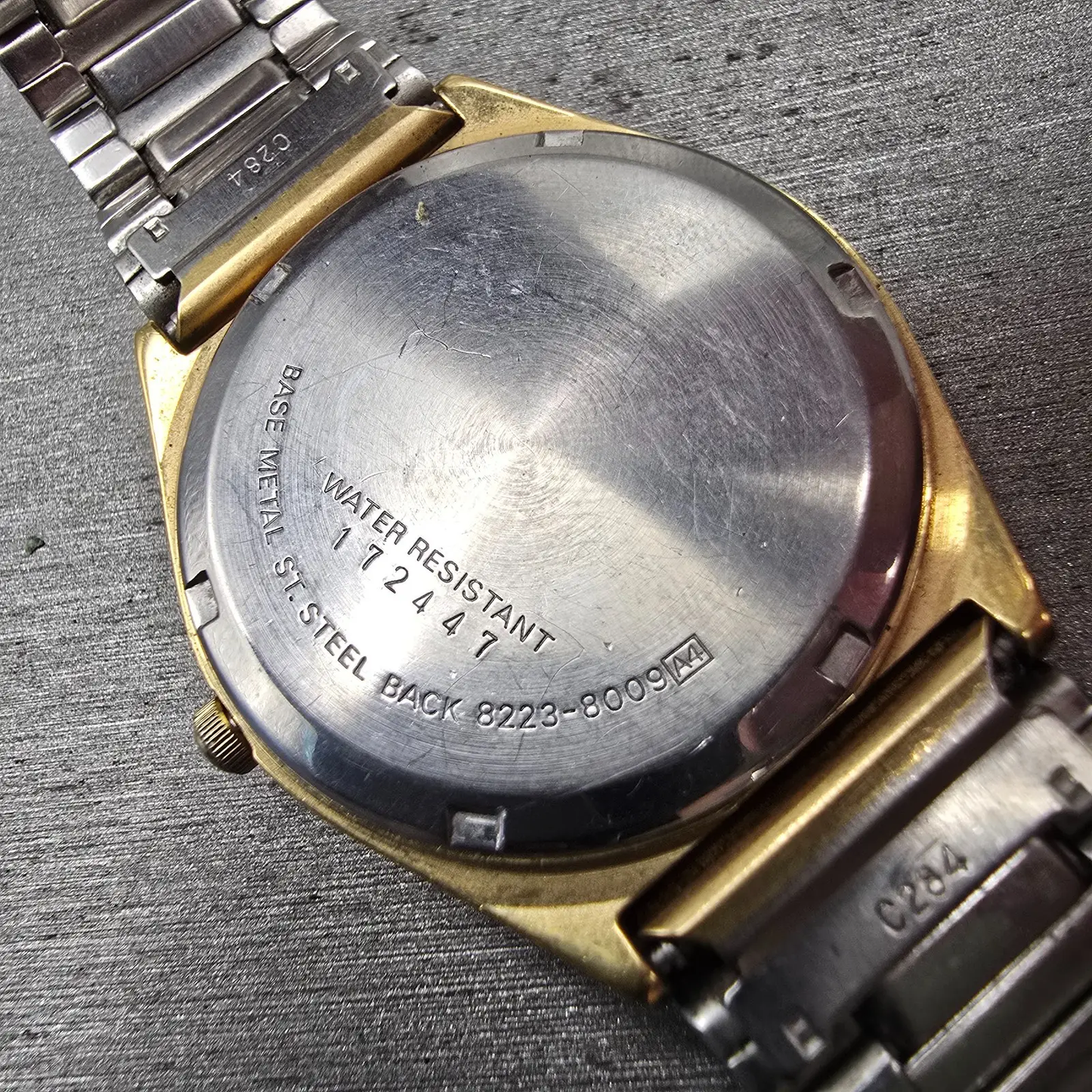 Seiko SQ Watch Men 34mm Gold Dial Gold Tone Daydate Round 8223-8009 New Battery10