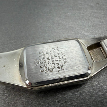 Seiko ALBA Rue Watch Women 17mm Black Dial Silver Rectangle Y151-5E20 New batt9