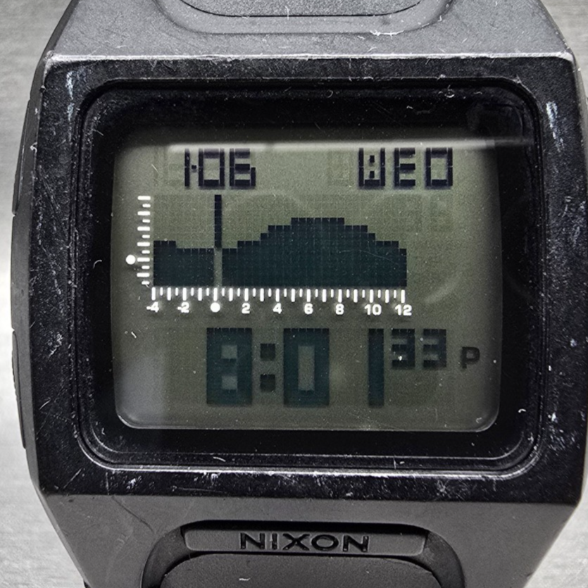 Nixon The Lodown Watch Men 41mm Black Digital Tide Alarm Chrono New Battery1