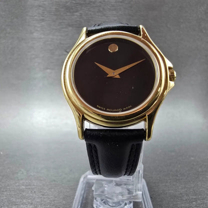 Movado Museum Watch Women 28mm Black Dial Gold Tone Round 87 E4 0823 New Batt MR5