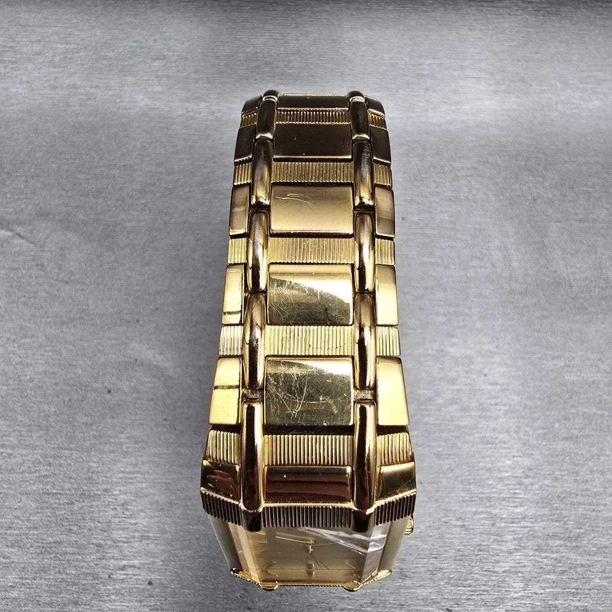 Bulova Watch Men 25mm Champagne Dial Gold Tone Rectangle 97F54 New Battery4