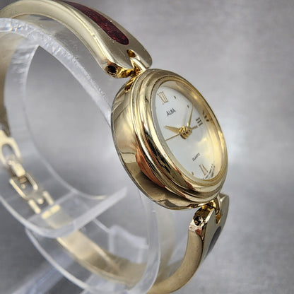 Alba Watch Women 20mm Champagne Dial Gold Tone Round Bangle V401019A New Batt3