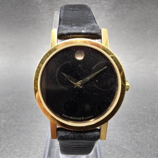 Movado Muesem Watch Women 25mm Black Dial Gold Tone Round 87 A1 832 PARTS0