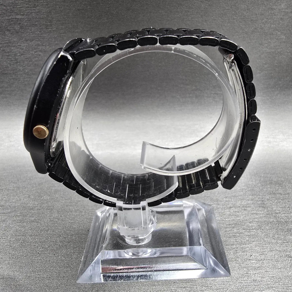 Seiko Lorus Watch Men 34mm Black Dial Black Tone Daydate Round Y143-7040 New Bat6