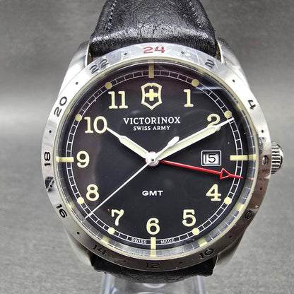 Victorinox Swiss Army Infantry GMT Watch Men 39mm Black Dial Steel Date New Batt0