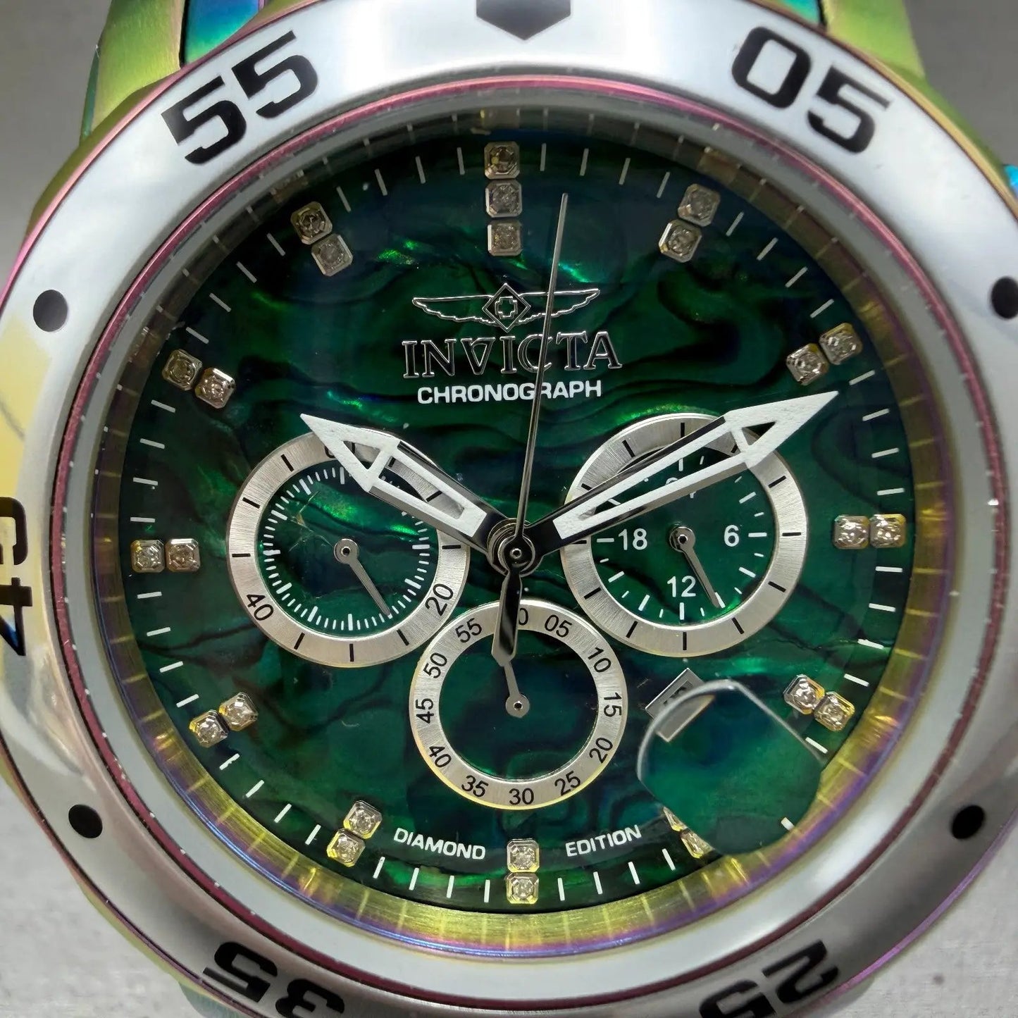 Invicta Pro Diver Chronograph Watch Men 47mm Abalone Dial Iridescent New battery2