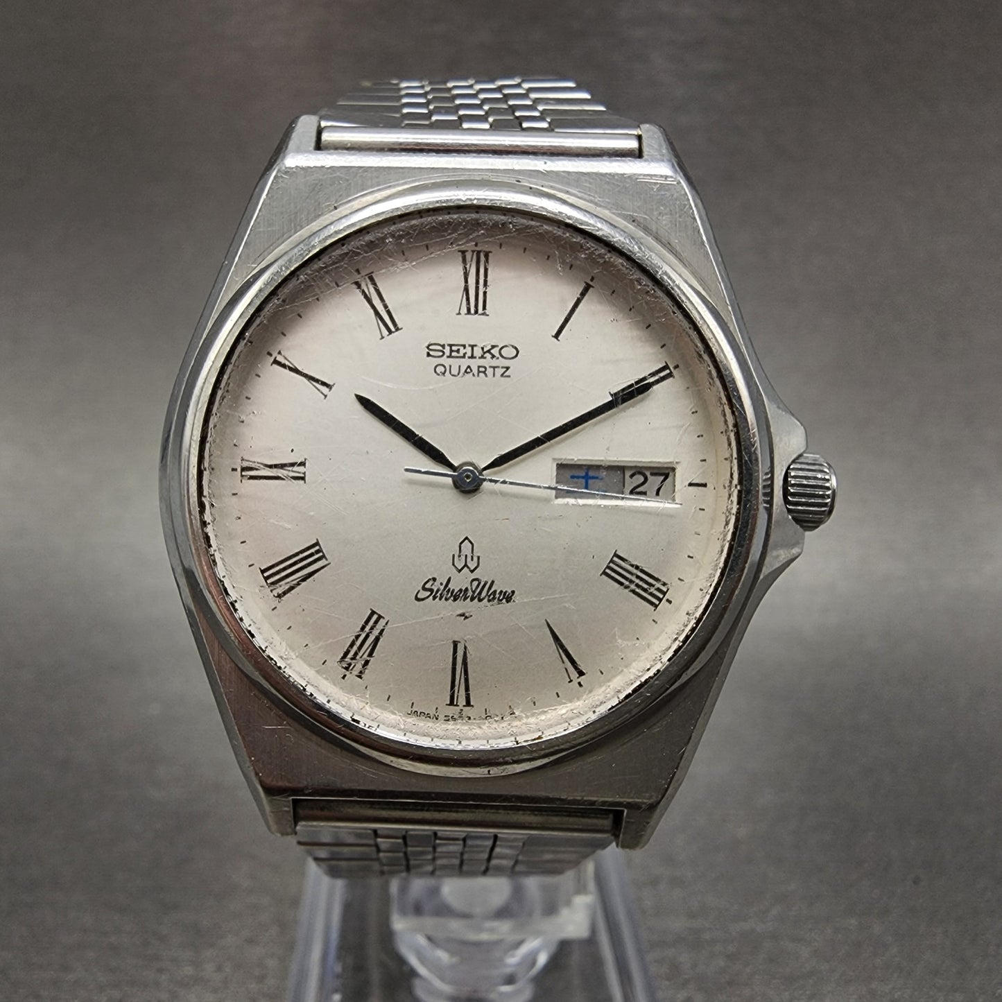 Seiko SilverWave Watch Men 35mm Silver  Dial Steel Daydate 59337020 New Battery0