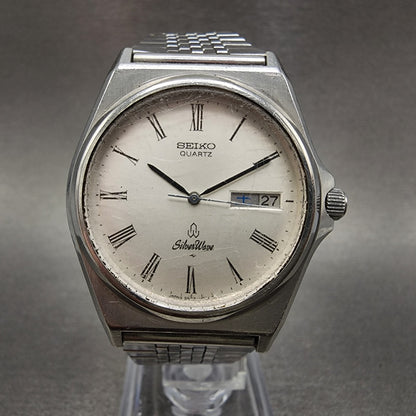 Seiko SilverWave Watch Men 35mm Silver  Dial Steel Daydate 59337020 New Battery0