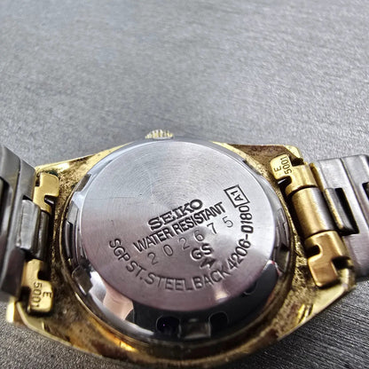 Seiko5 Automatic Watch Women 24mm Gold Dial Gold Tone Daydate 4206-0180 PARTS10