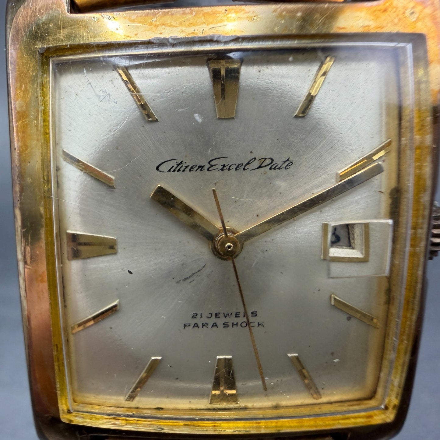 Citizen Excel Date Watch Men 29mm Champagne Dial Gold Plated Manual Wind Runs1