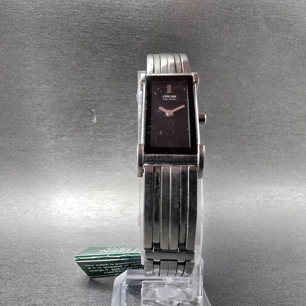 Citizen Eco-Drive Tank Watch Women 14mm Black Dial Silver G620-S008409 Works D5