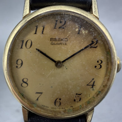 Seiko Watch Women 23mm Champagne dial Gold Tone Round 14000049 New Battery1