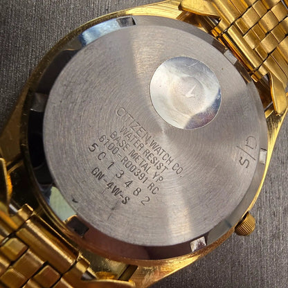 Citizen President Watch Men 35mm Blue Dial Gold Tone Daydate 6100-R00391 New Bat12