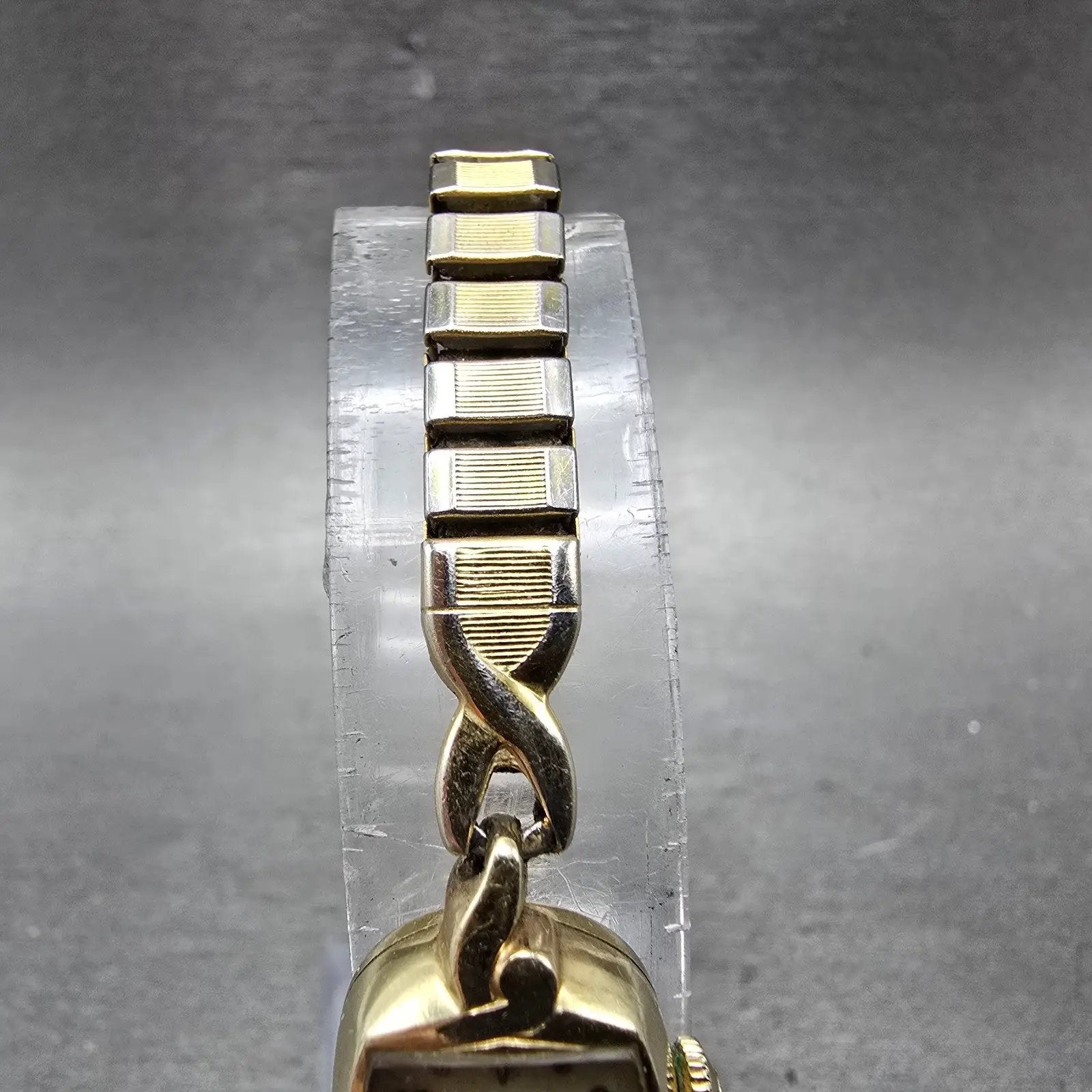 Hamilton Watch Women 14mm Cream Dial 14k Gold Rectangle Manual Wind Runs VTG5