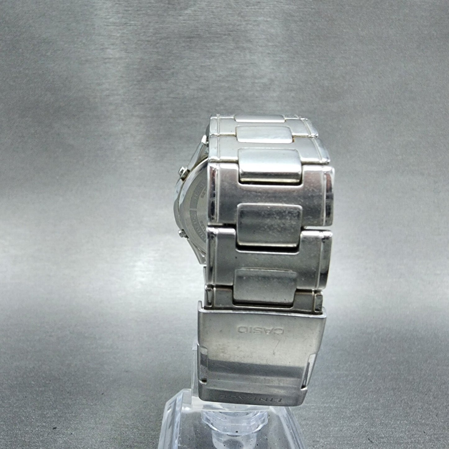 Casio Lineage Watch Men 38mm Black Dial Steel Date Atomic Solar World Time Runs7