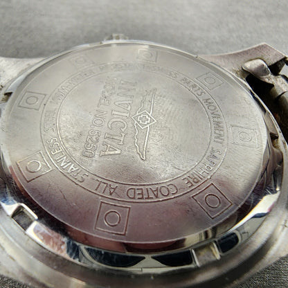 Invicta Watch Men 44mm Black Dial Silver Tone Daydate Round New Battery