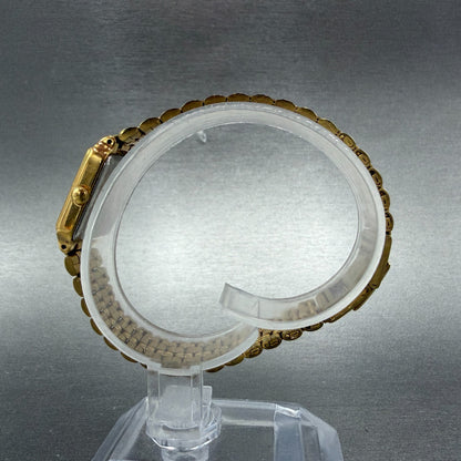 Seiko Tank Watch Women 18mm White Dial Gold Tone Rectangle V401-5129 New Batt NH6