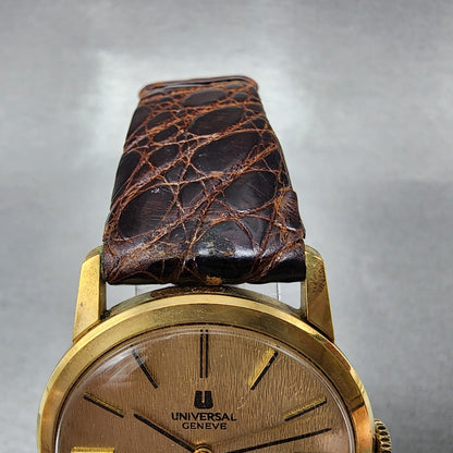 Universal Geneve Watch Men 32mm Gold Dial Gold Tone Manual Wind Runs 542136