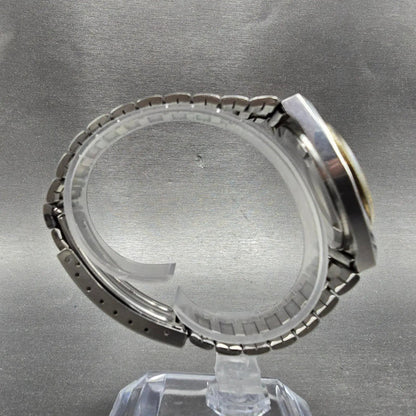 Seiko SQ Watch Men 35mm Silver Dial Two Tone Daydate Round 7123-8449 PARTS9