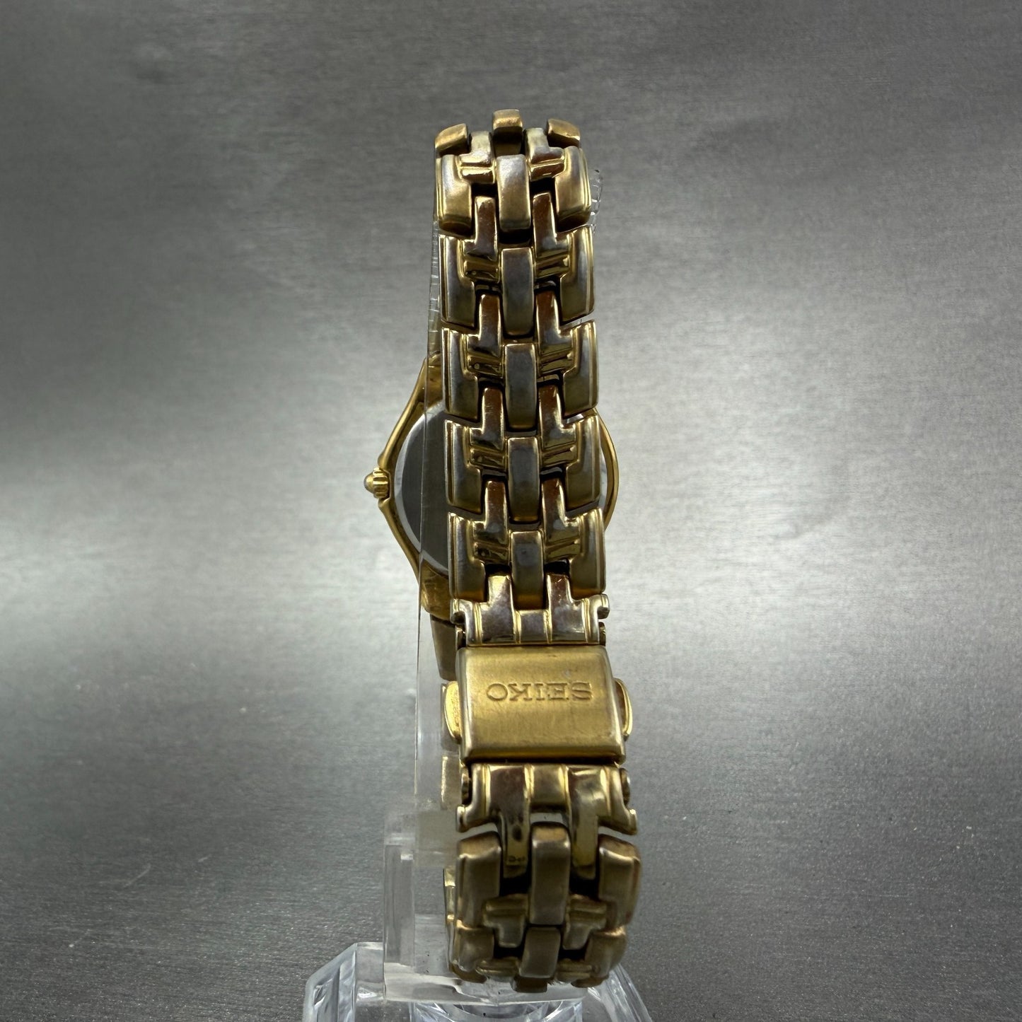 Seiko Watch Women 26mm White Dial Gold Tone Date V789-0369 New Battery JKKJ8