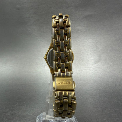 Seiko Watch Women 26mm White Dial Gold Tone Date V789-0369 New Battery JKKJ8