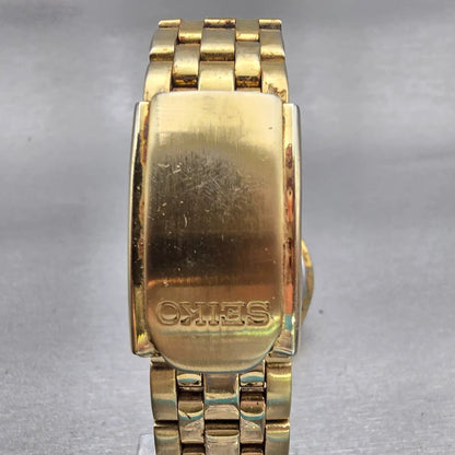 Seiko Watch Men 37mm Gold Dial Gold Tone Daydate Round 7N43-9048 New Battery VTG7