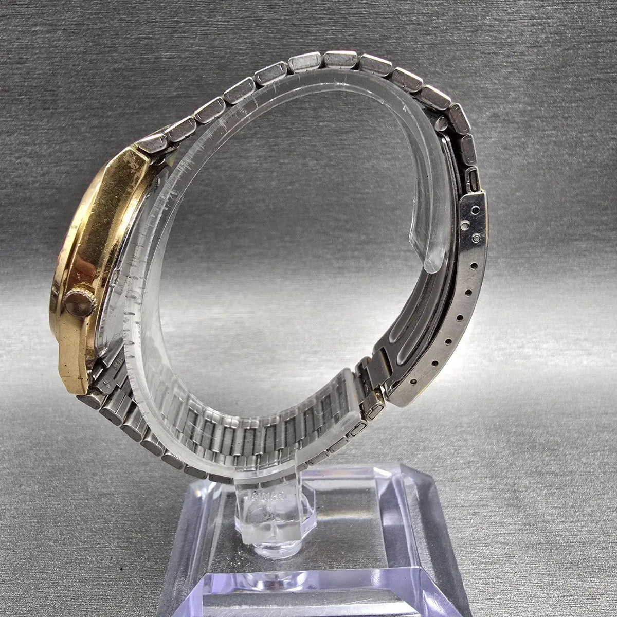 Seiko SQ Watch Men 33mm Gold Dial Gold Daydate Round 6923-7099 New Battery6