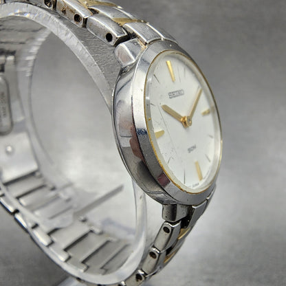 Seiko Watch Women 24mm White Dial Two Tone Round 7N00-0AR0 New Battery