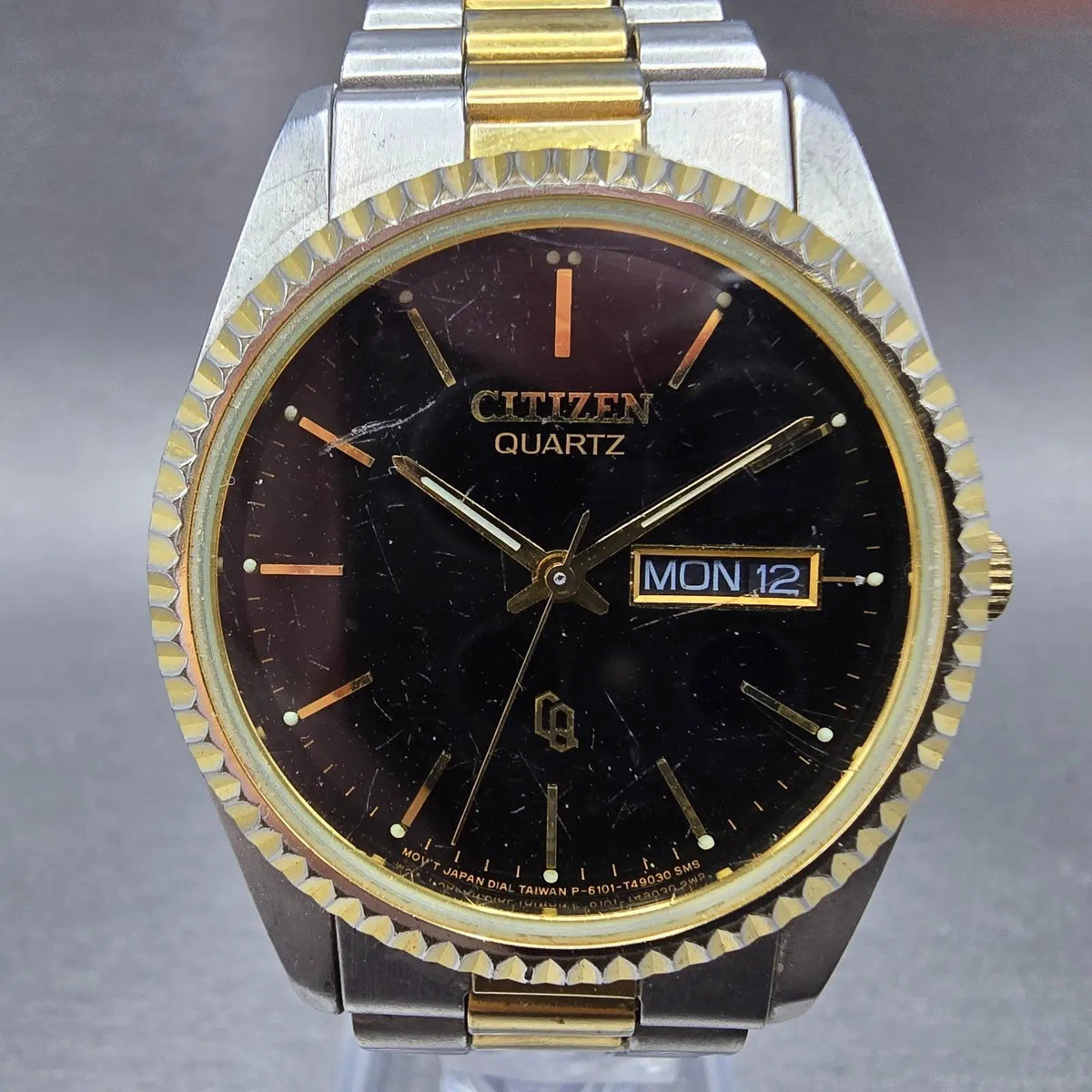 Citizen CQ President Watch Men 35mm Black Two Tone Daydate 6101-915216 PARTS0