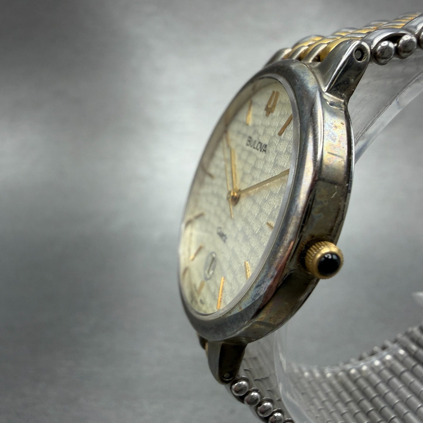 Bulova Watch Men 33mm Champagne Dial Two Tone Date Round New Battery Bracelet2
