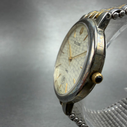 Bulova Watch Men 33mm Champagne Dial Two Tone Date Round New Battery Bracelet2