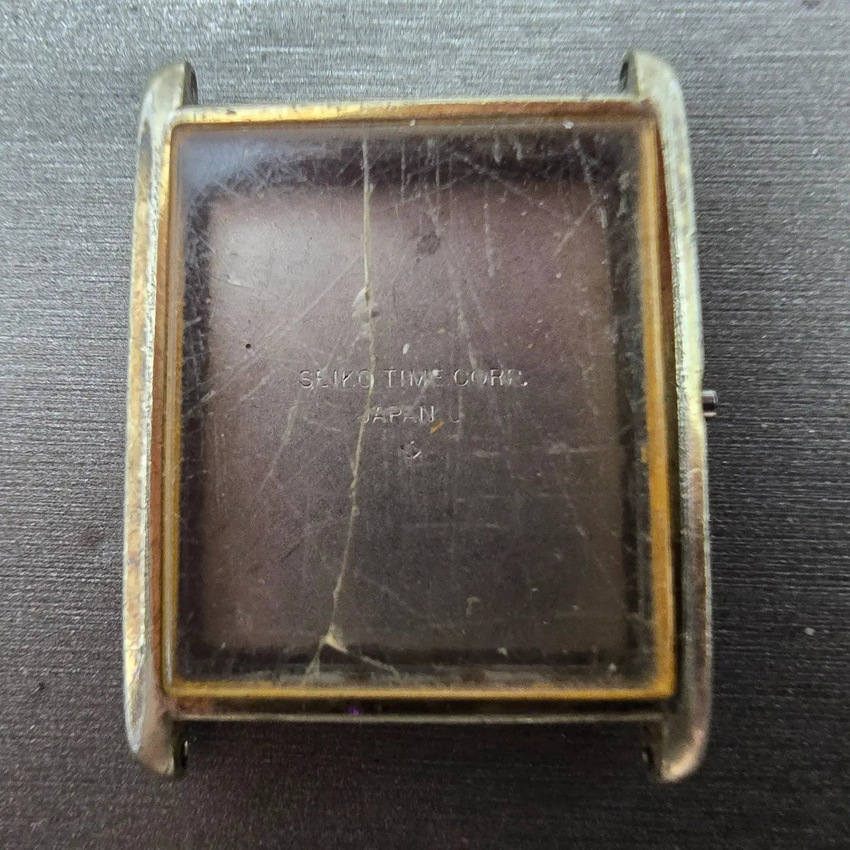 Seiko 6020-5059 Watch Case Gold Tone Rectangle 25mm Vintage1