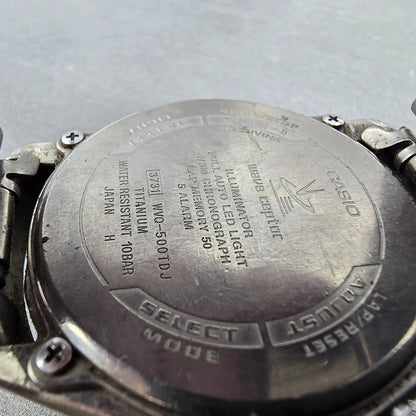 Casio Wave Ceptor WVQ-500 Watch Men 42mm Gray Dial Titanium Alarm Chrono PARTS10
