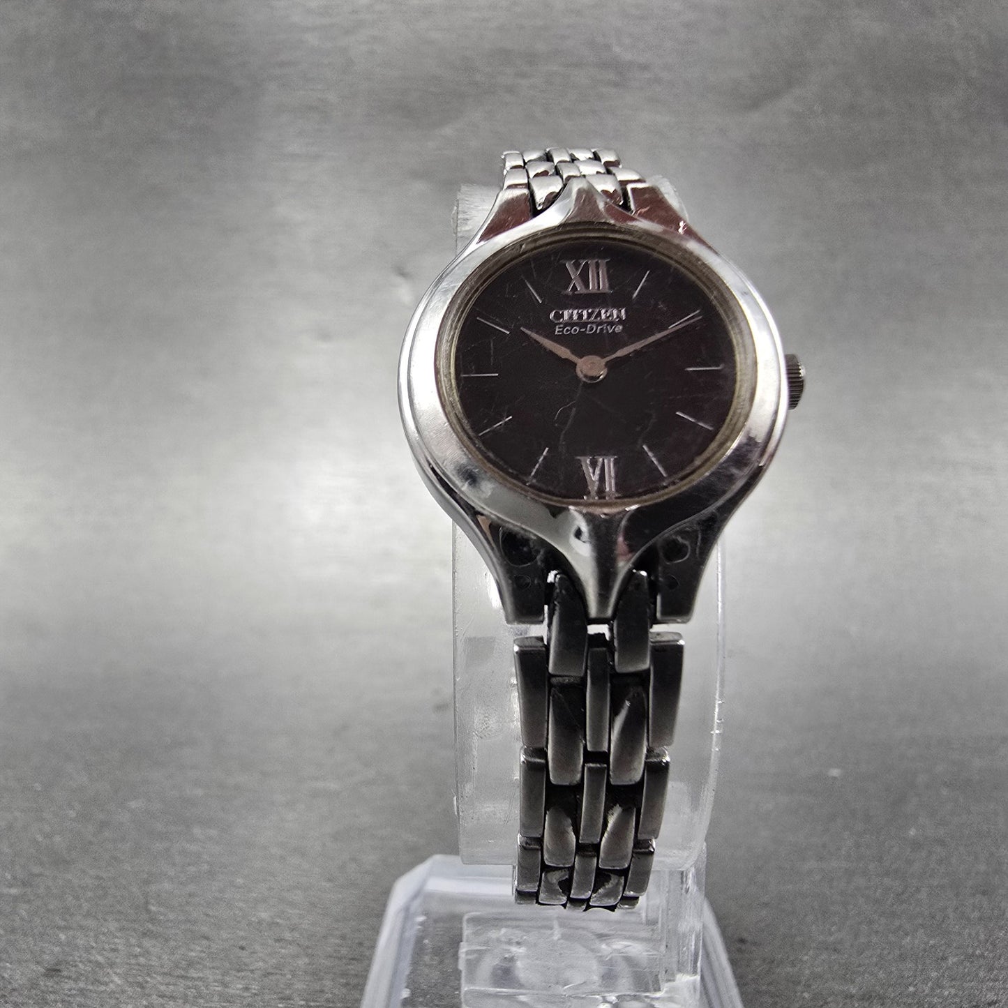 Citizen Eco-Drive Watch Women 21mm Black Dial Silver Tone B023-S057647 Runs5