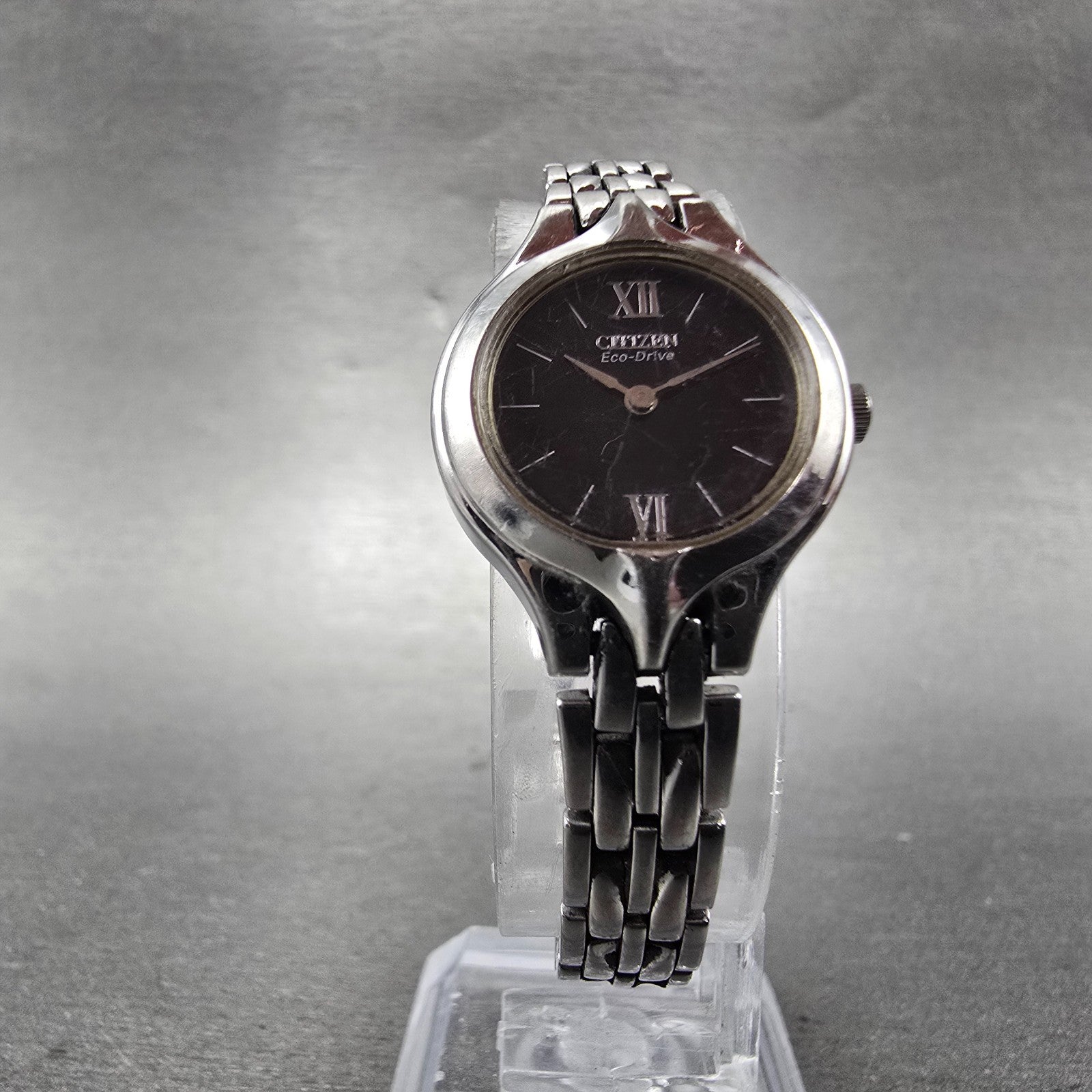 Citizen Eco-Drive Watch Women 21mm Black Dial Silver Tone B023-S057647 Runs5