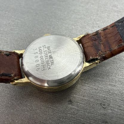 Seiko Watch Women 19mm Gold Dial Gold Tone Round 5420-0019 New Battery VTG9