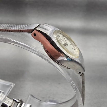 Seiko Watch Women 17mm Silver Dial Silver Tone Oval 5420-0029 New Battery VTG3