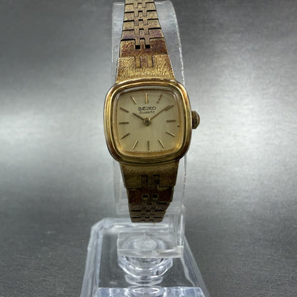 Seiko Watch Women 16mm Champagne Dial Gold Tone Rectangle 5420-5079 New Battery5