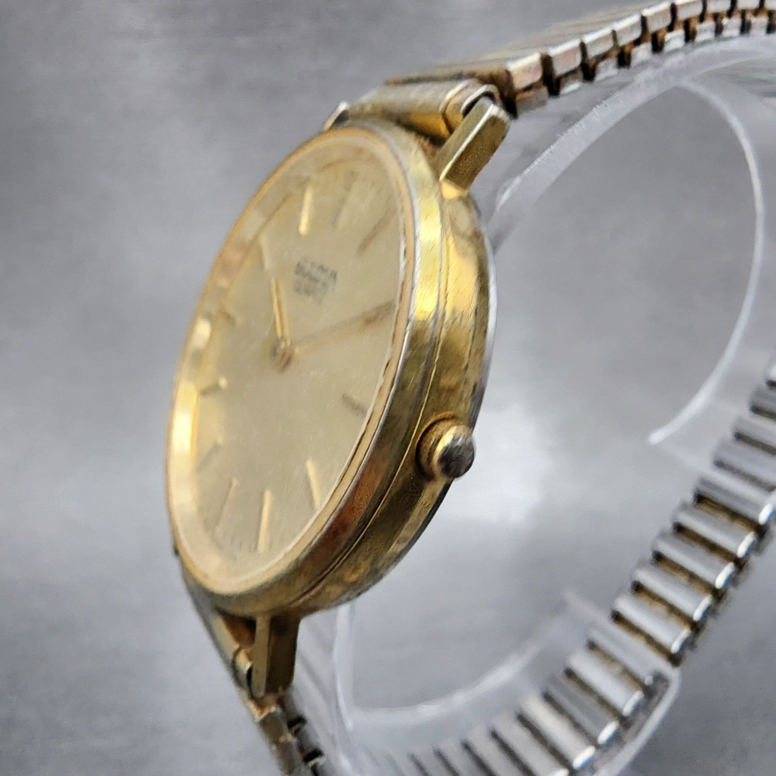 Bulova Watch Women 31mm Gold Dial Gold Tone Round 92P19 New Battery VTG2