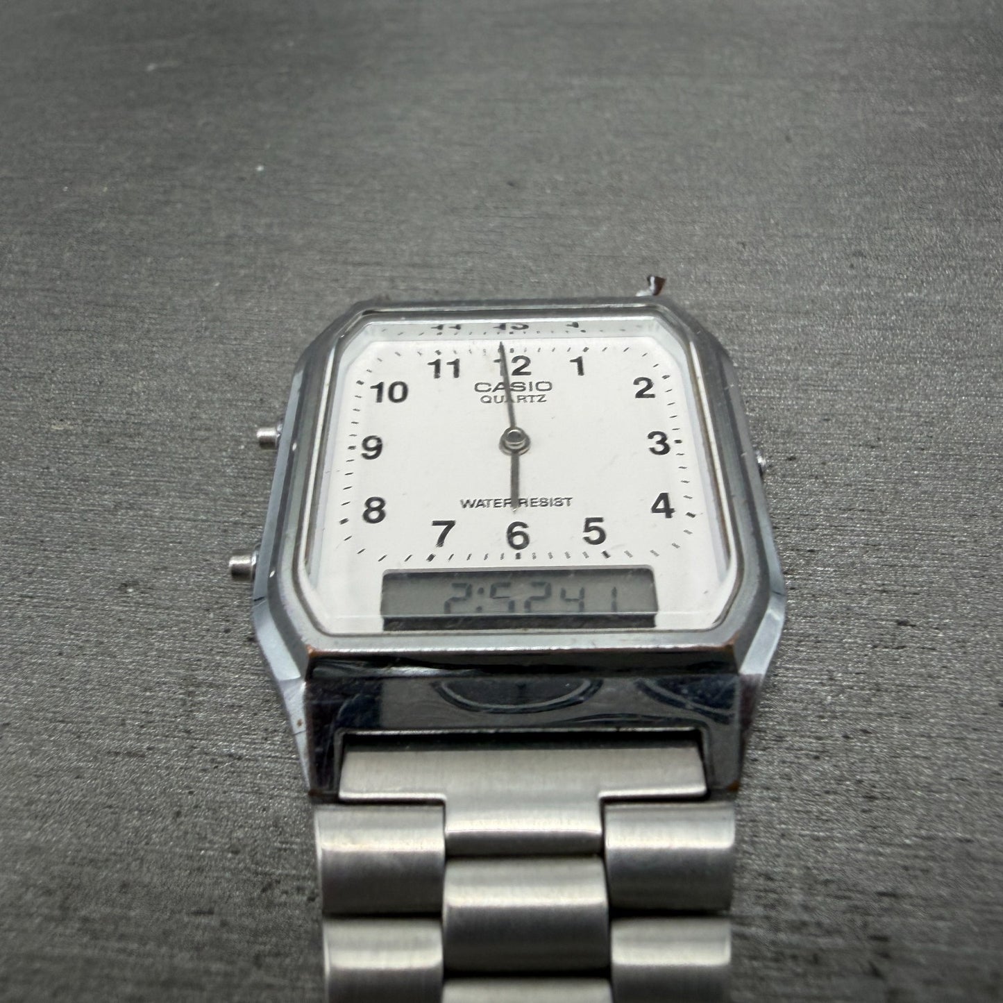 Casio AQ-230 Watch Men 30mm White Dial Silver Tone Alarm Chrono READ!!!!!!!!!!!!2