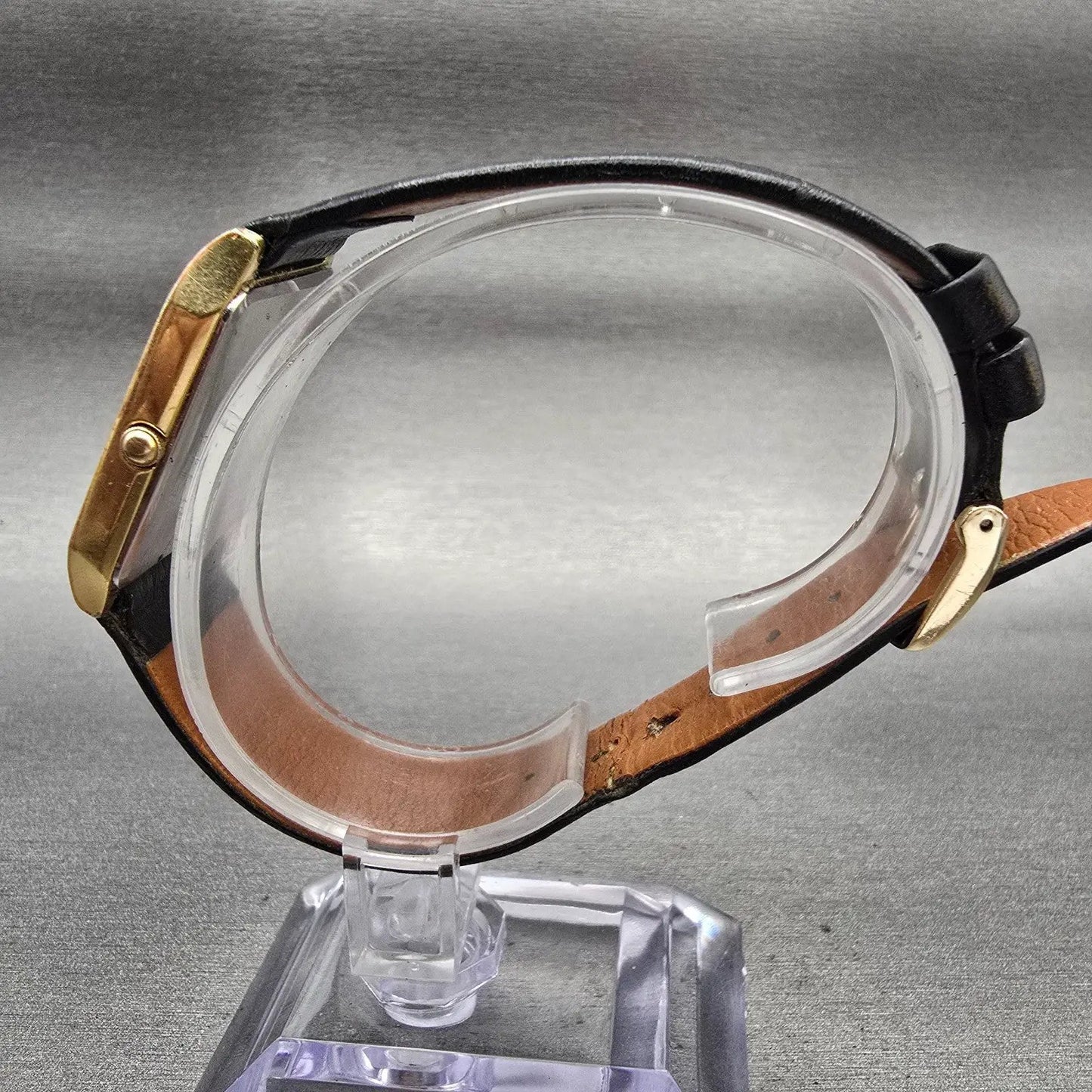 Seiko Watch Men 27mm Silver Dial Gold Tone Rectangle 5P30-5D30 New Battery VTG6