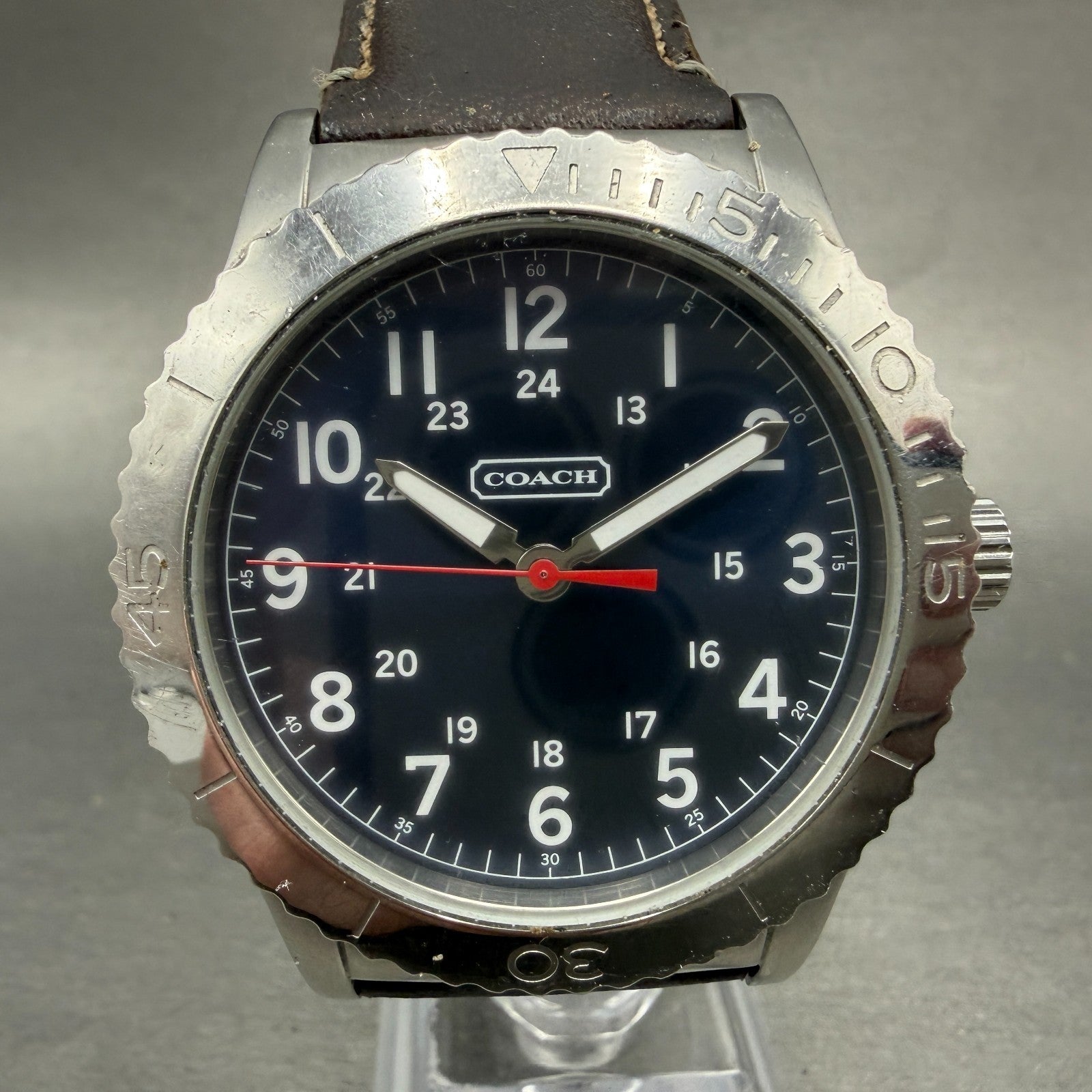 COACH Dive Watch Men 42mm Blue Dial Silver Tone CA.70.2.14.0711 Round New Batt0