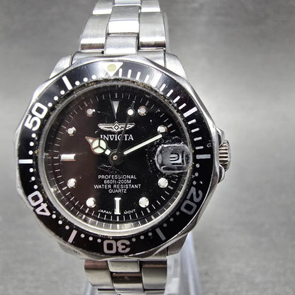 Invicta Dive Watch Women 24mm Black Dial Steel Date 8939A Round New Battery UNKJ0