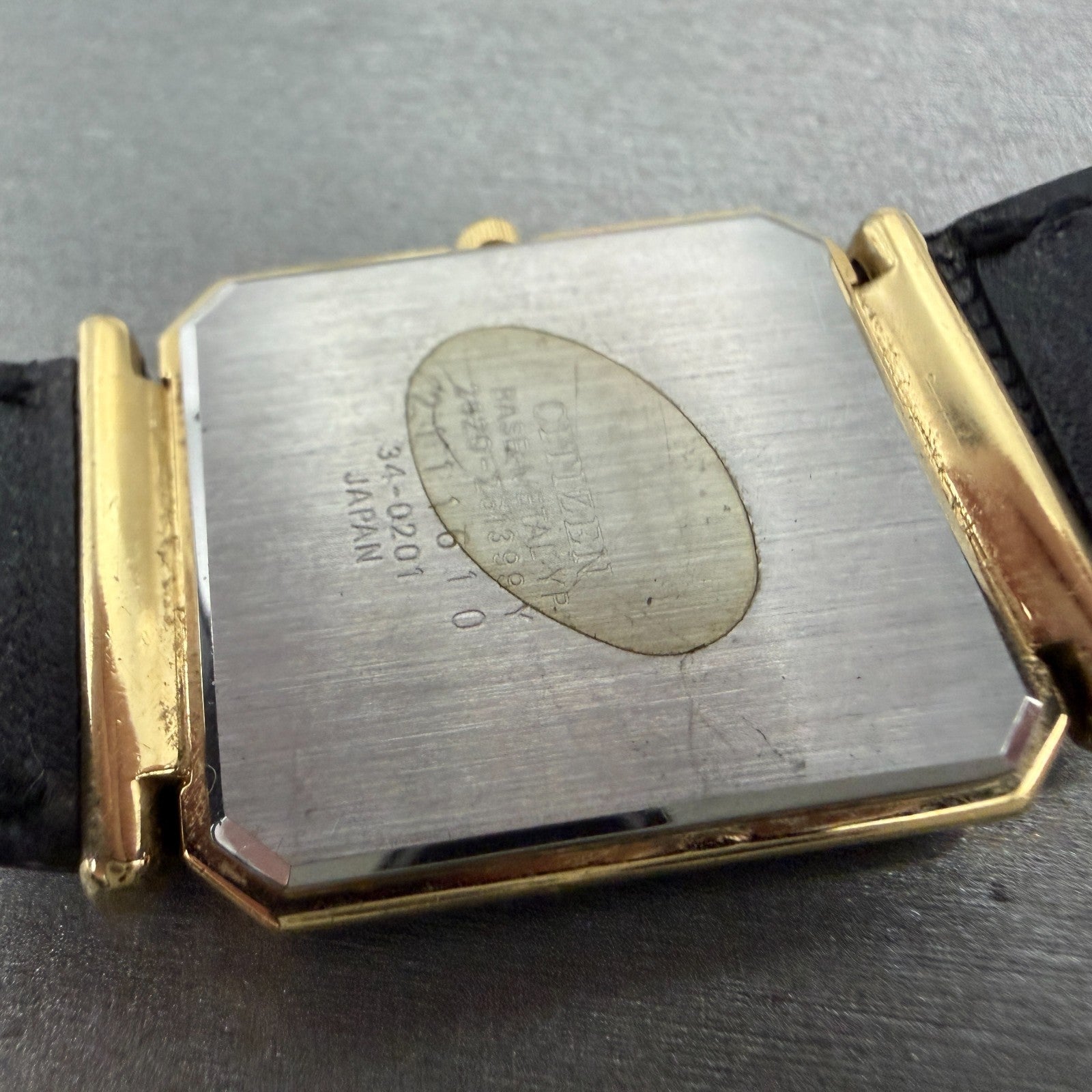 Citizen CQ Tank Watch Men 26mm Black Dial Black & Gold Tone 2820-261399 PARTS10