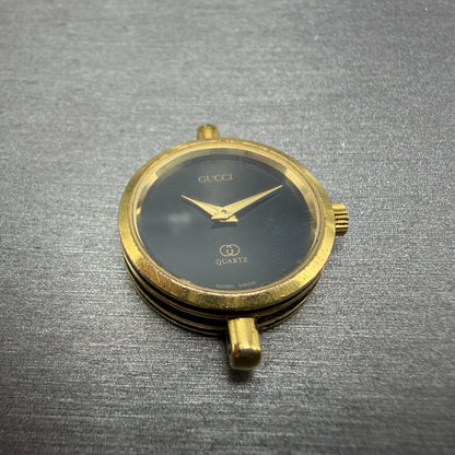 Gucci 2000L Watch Women 21mm Black Dial Gold Plated Round Vintage PARTS3